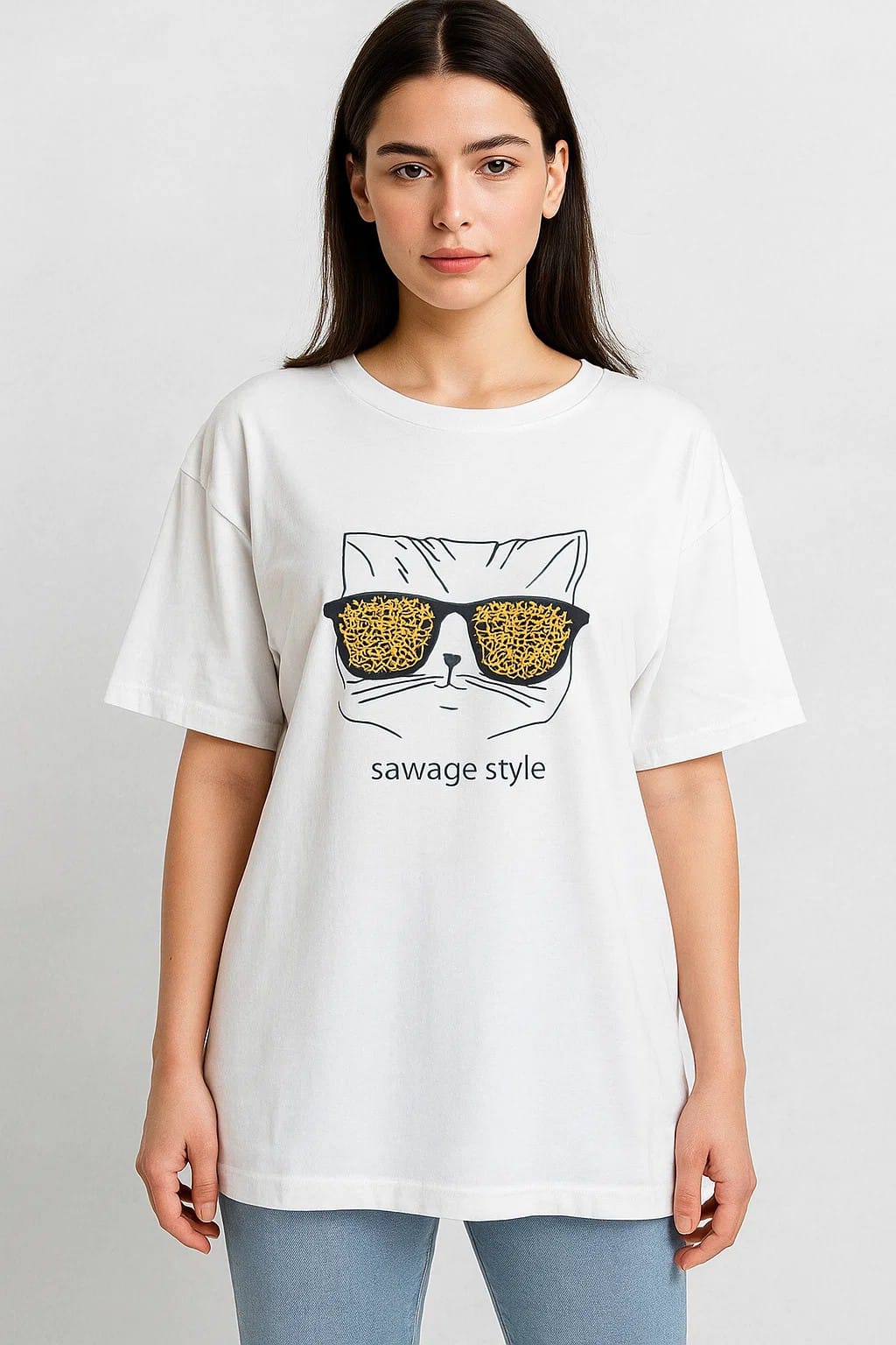 Sawage Style- Unisex Oversized T-Shirt - White