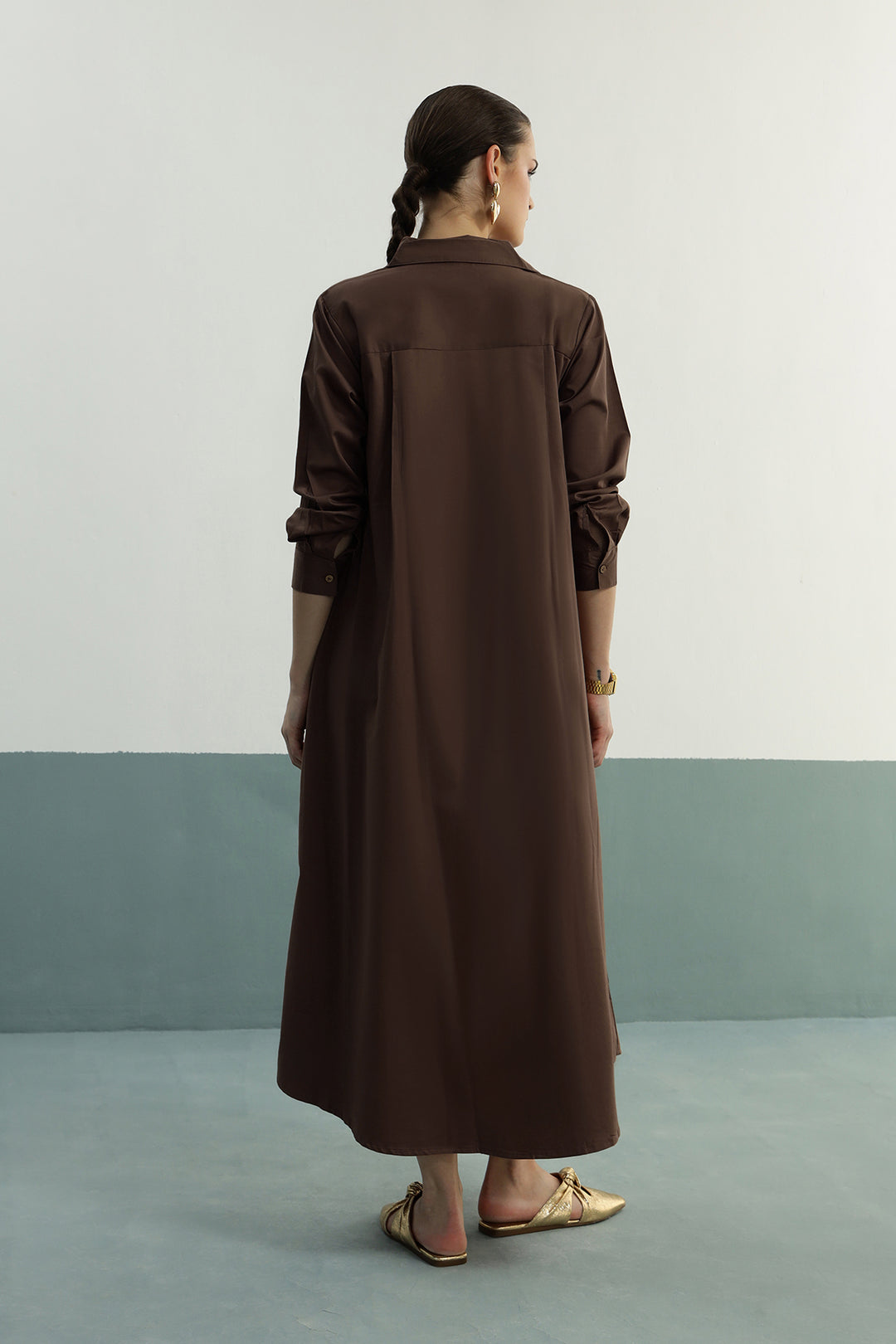 Cleo Shirt Dress: Coco Brown