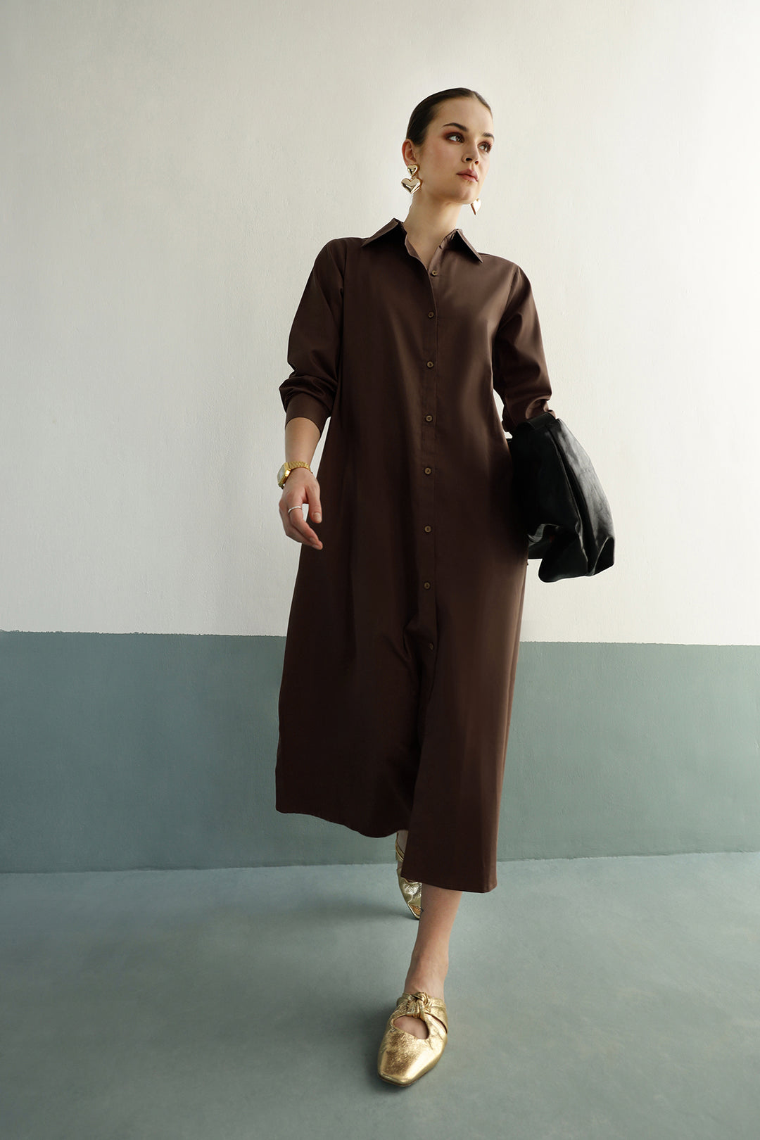 Cleo Shirt Dress: Coco Brown