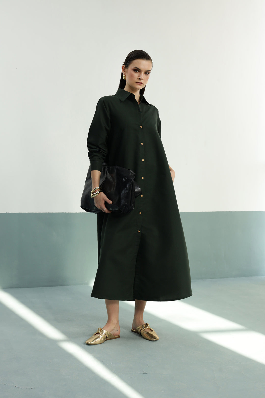 Cleo Shirt Dress: Imperial Green