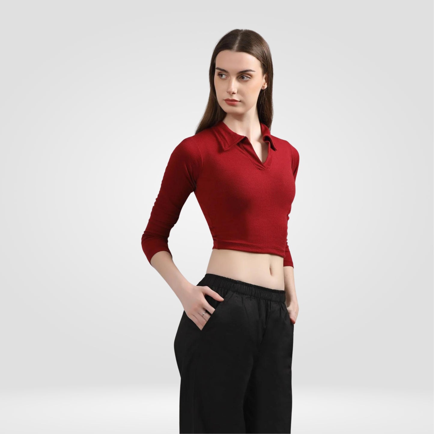 Tine polo crop top - Knockout Red
