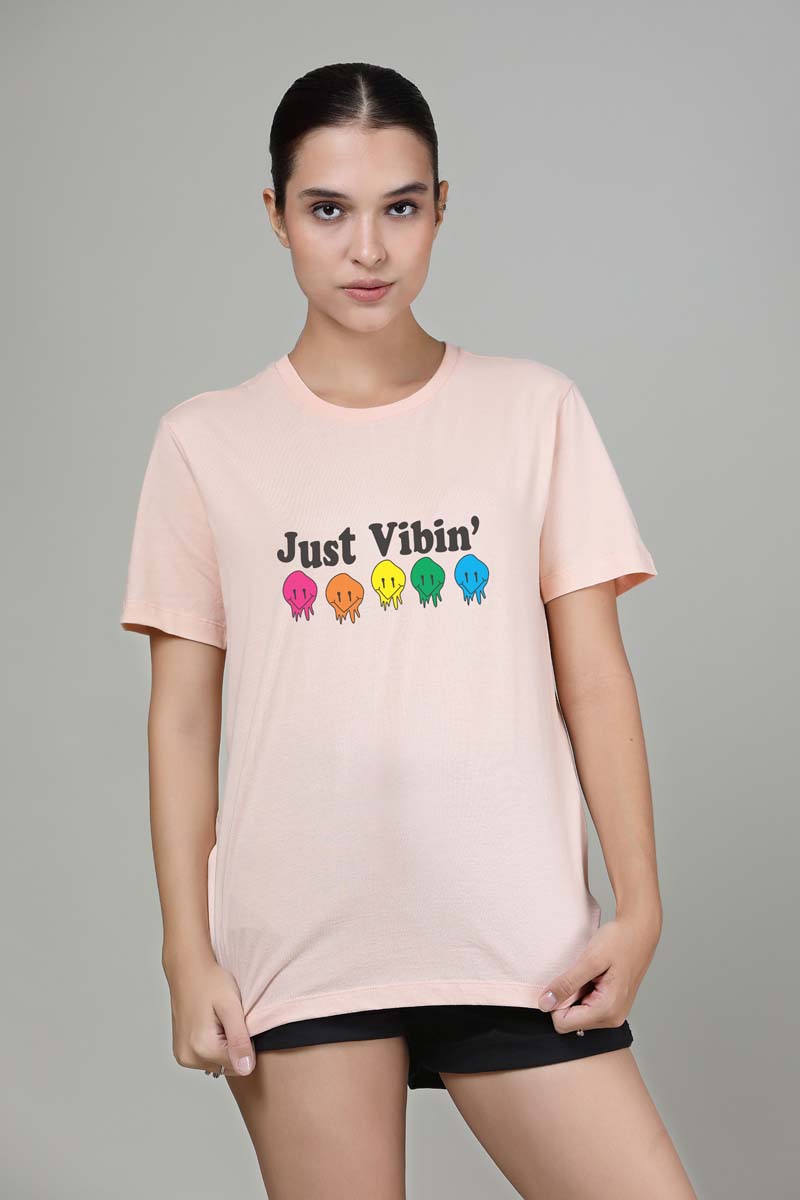 Just Vibin - Printed Half sleeves T- Shirt