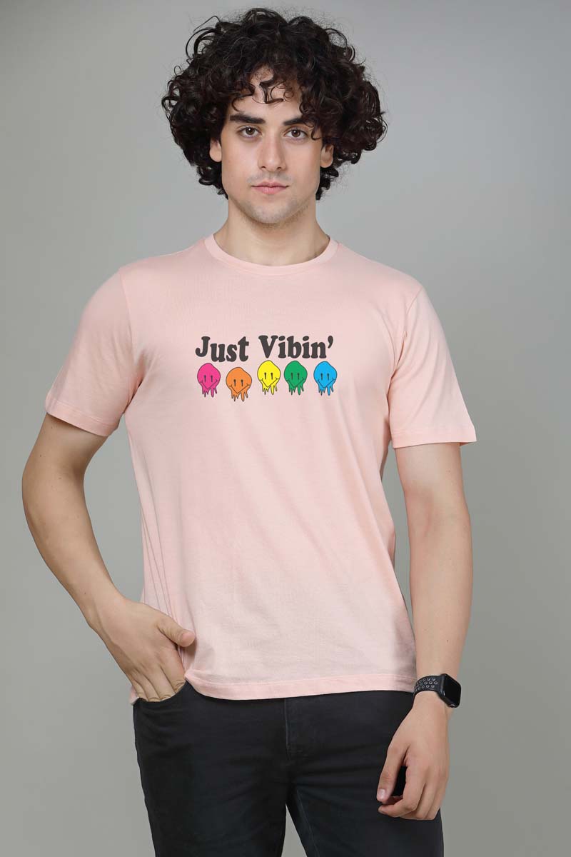 Just Vibin - Printed Half sleeves T- Shirt