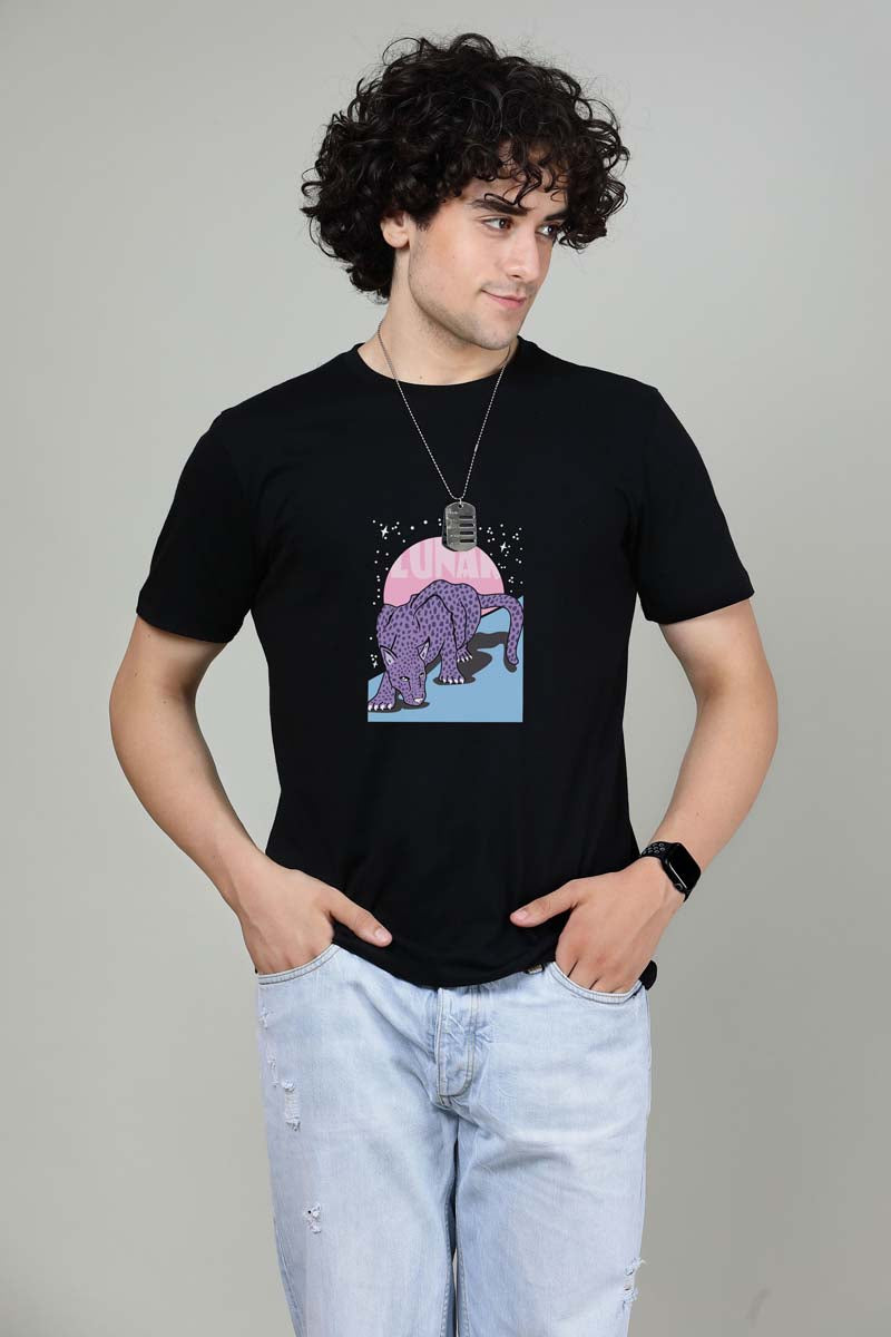 Lunar Black -  Printed Half sleeves T- Shirt