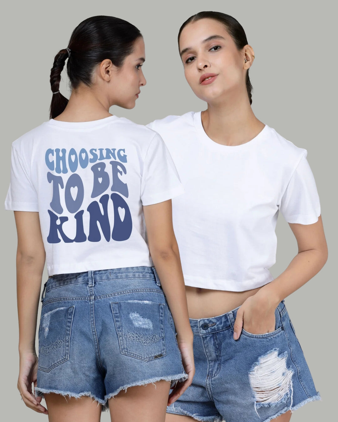 Choosing to be kind Radiant White - Printed Crop Top