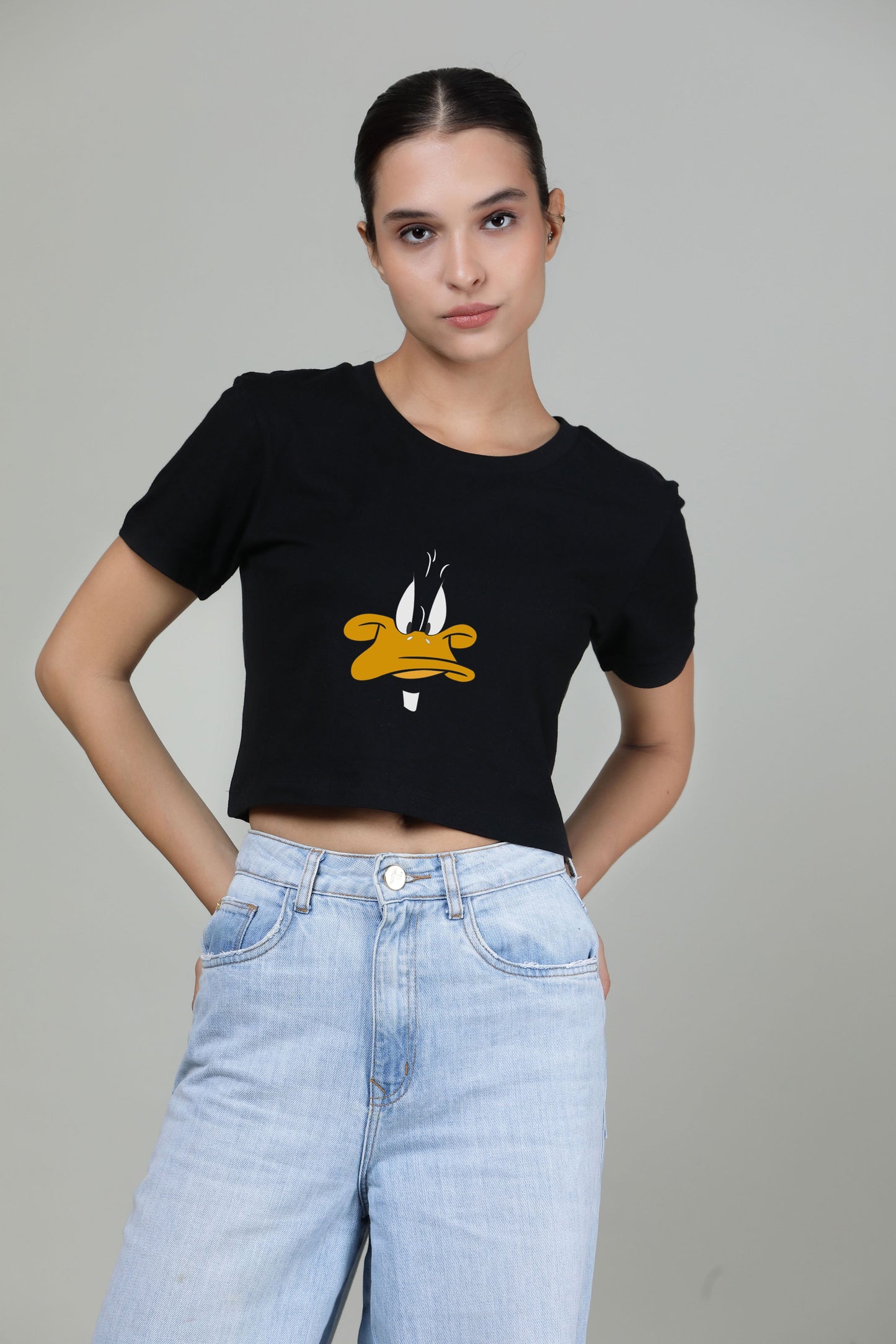 Daffy Duck Black - Printed Crop Top