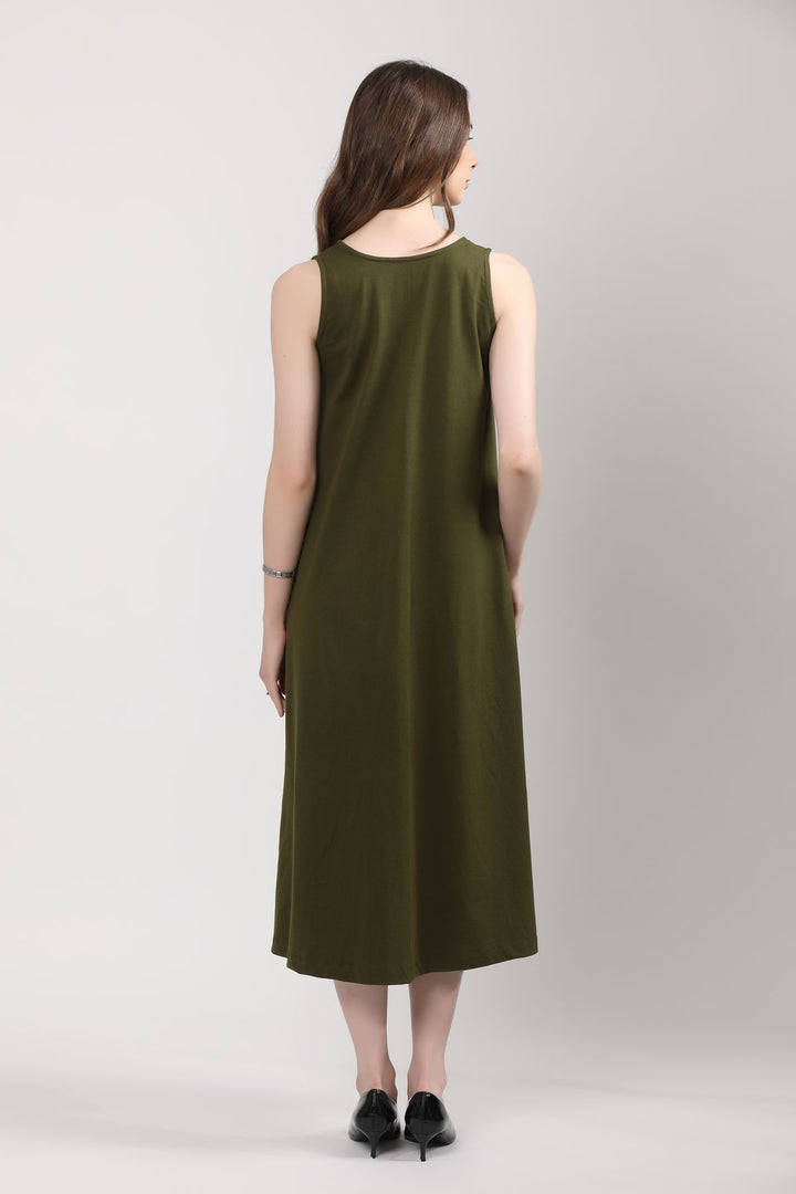 Roxane Pocket Dress - Olive Green