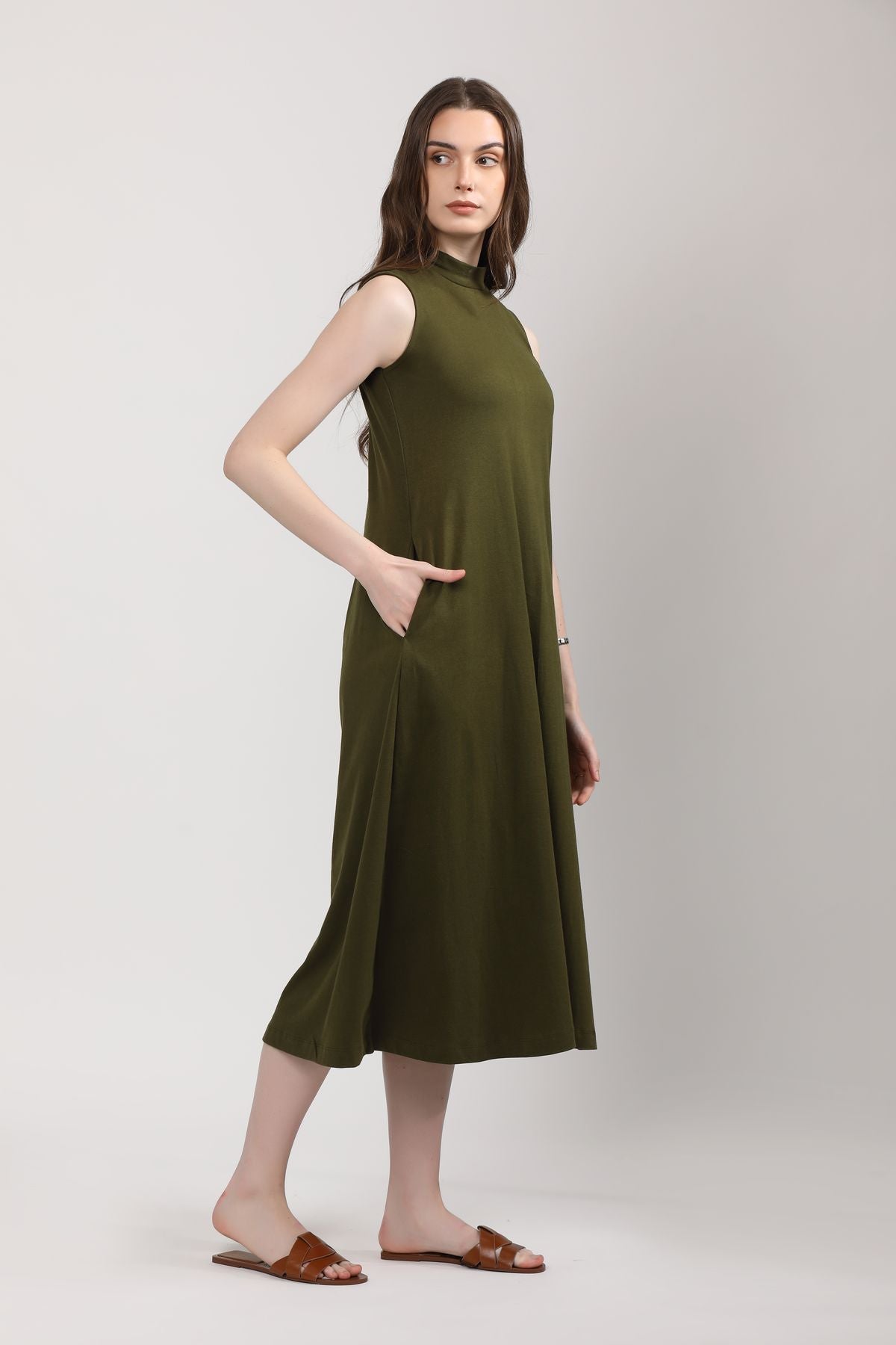 Yos Pocket Dress - Olive Green