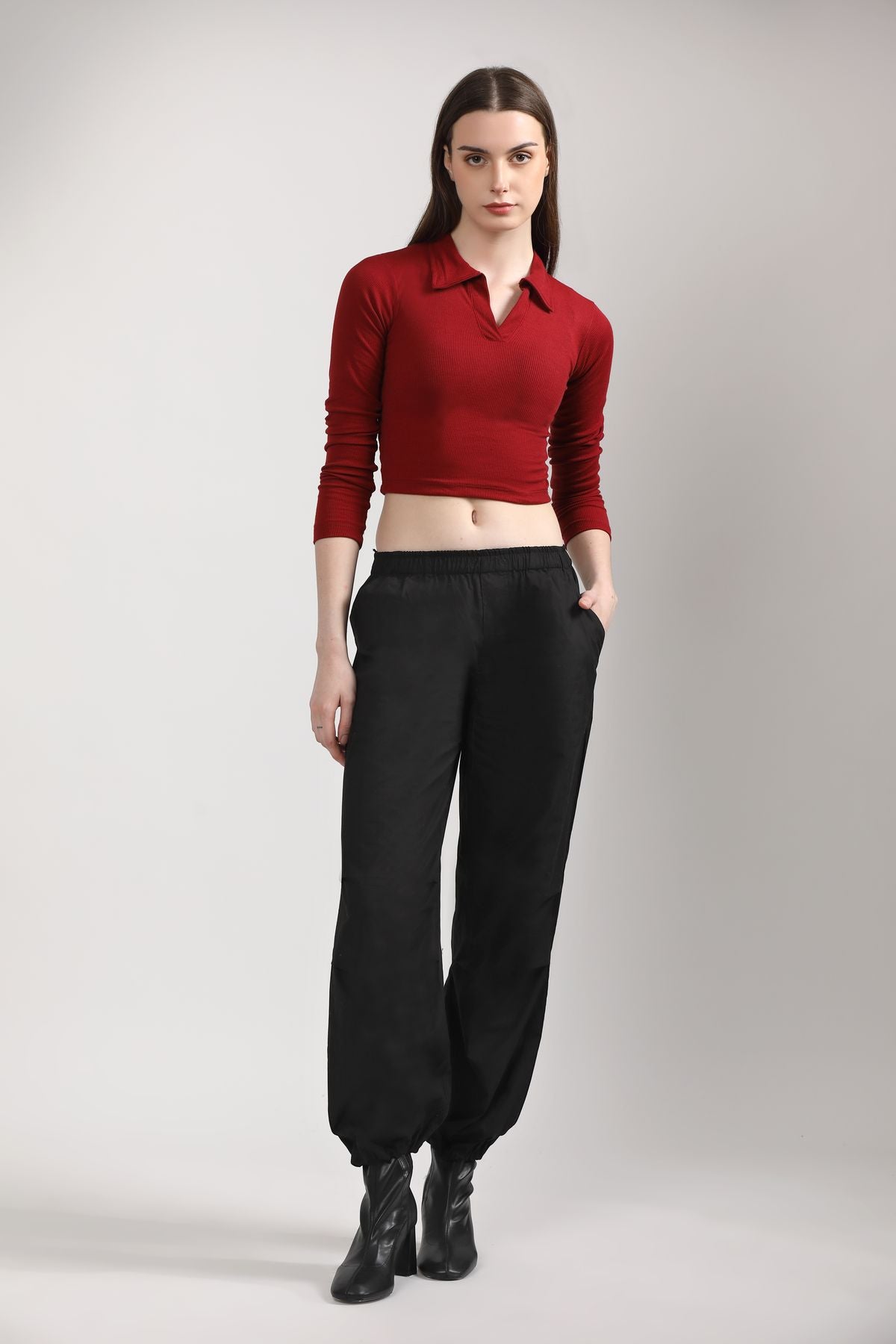 Tine polo crop top - Knockout Red