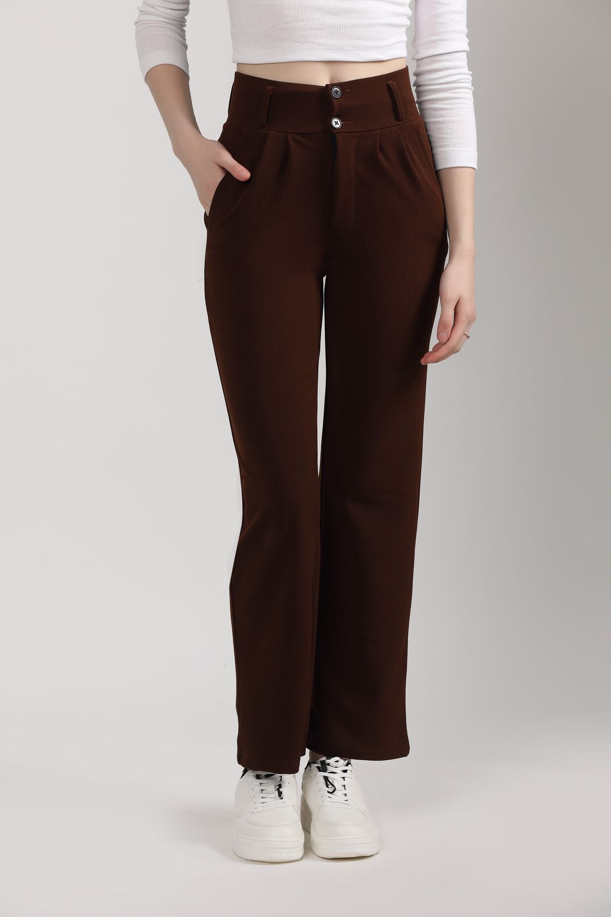 Women's Formal and Casual Korean Pants- Brown