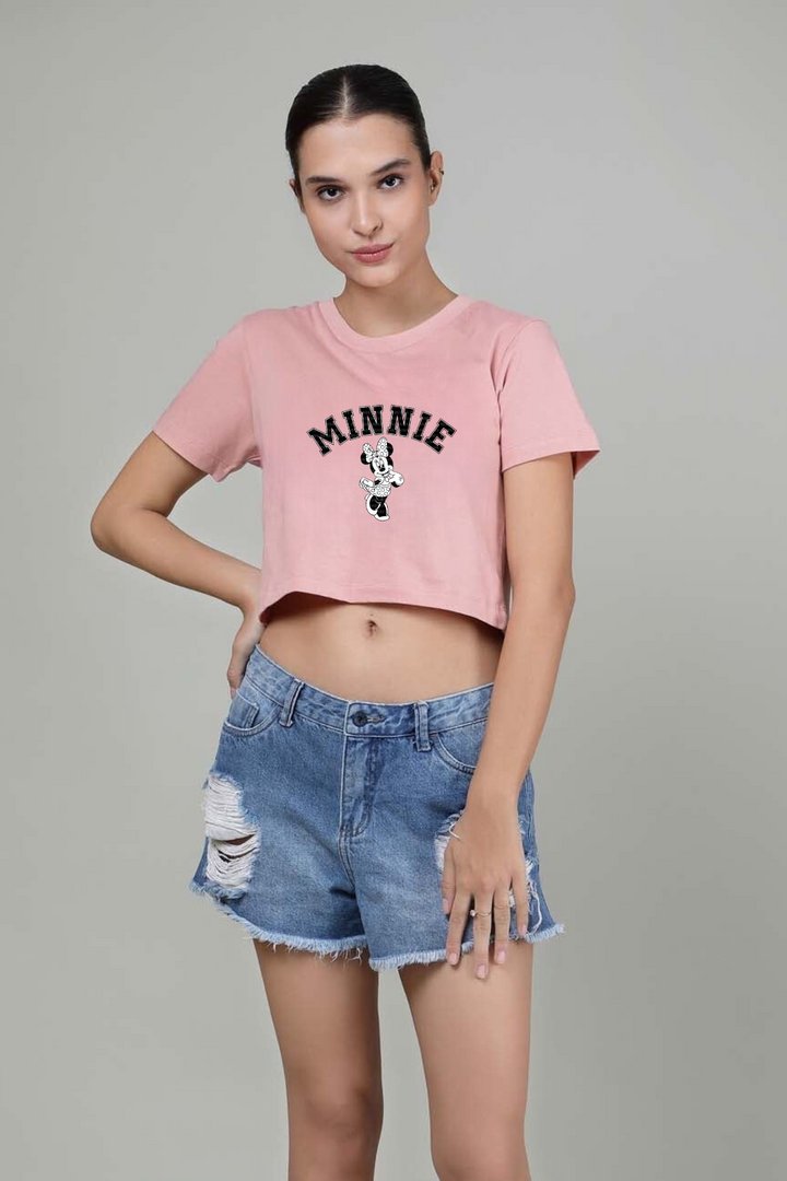 Minnie- printed Pastel pink Crop Top