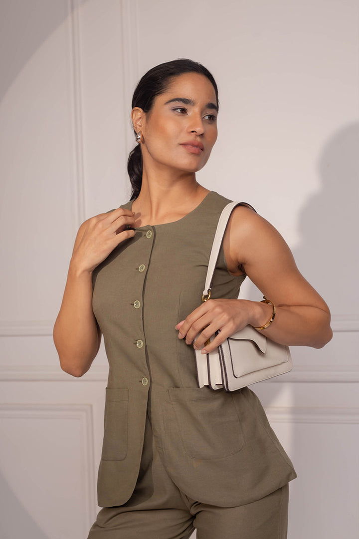 Emma Waistcoat Set: Olive