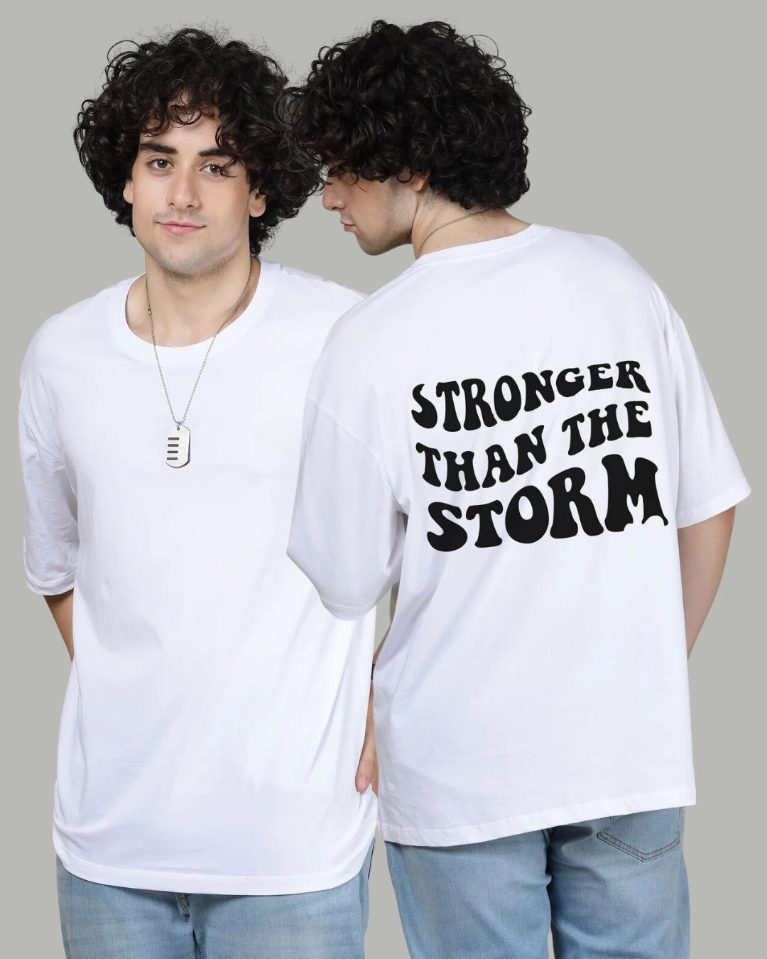 Stronger than the storm Radiant White - Printed Oversized Tees