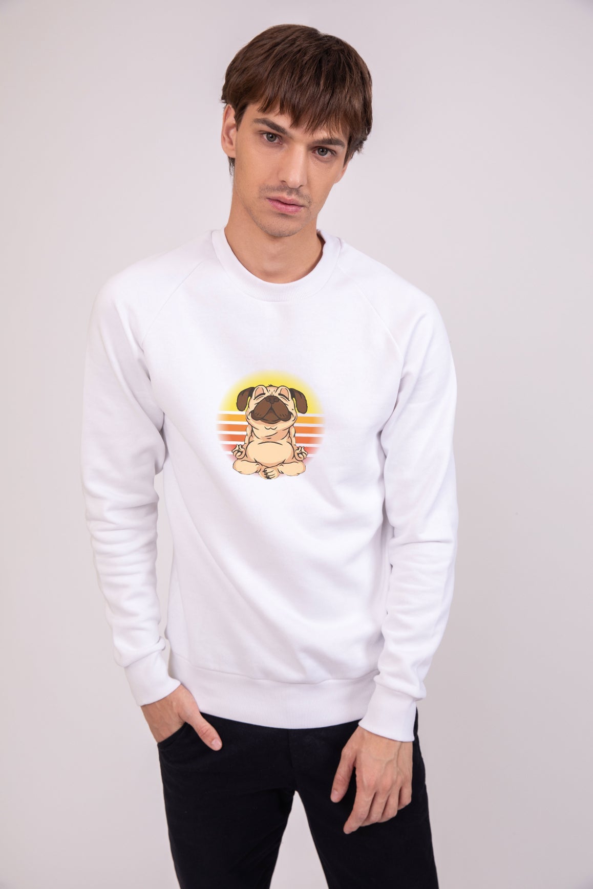 Meditating pug - Printed Sweatshirt
