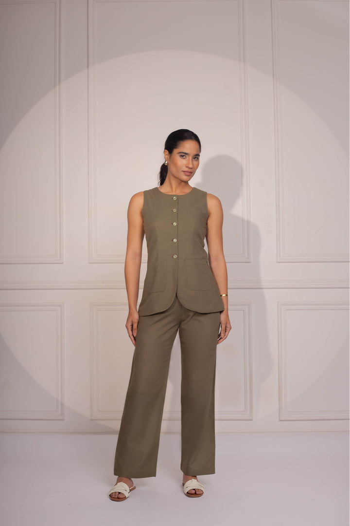 Emma Waistcoat Set: Olive