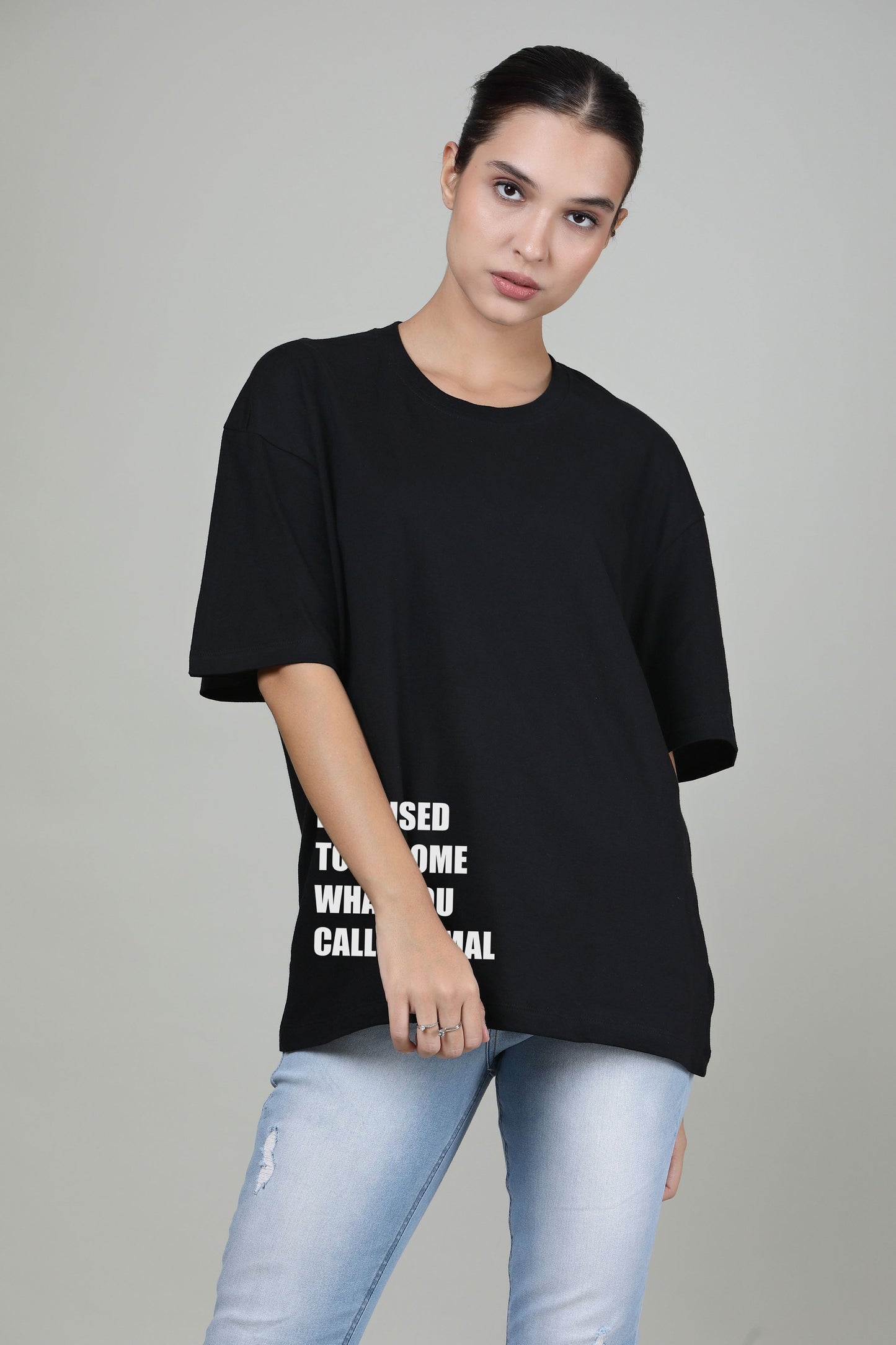 I refused to become what you call normal Black - Printed Oversized Tees