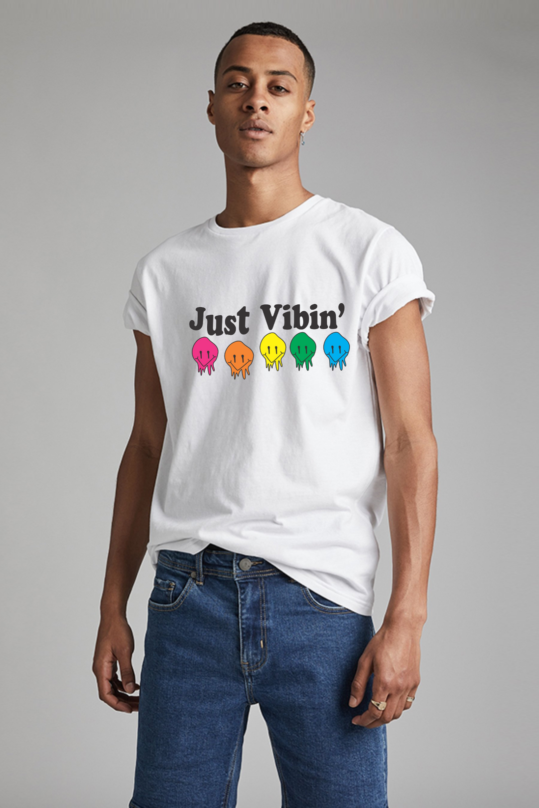 Just Vibin - Printed Half sleeves T- Shirt