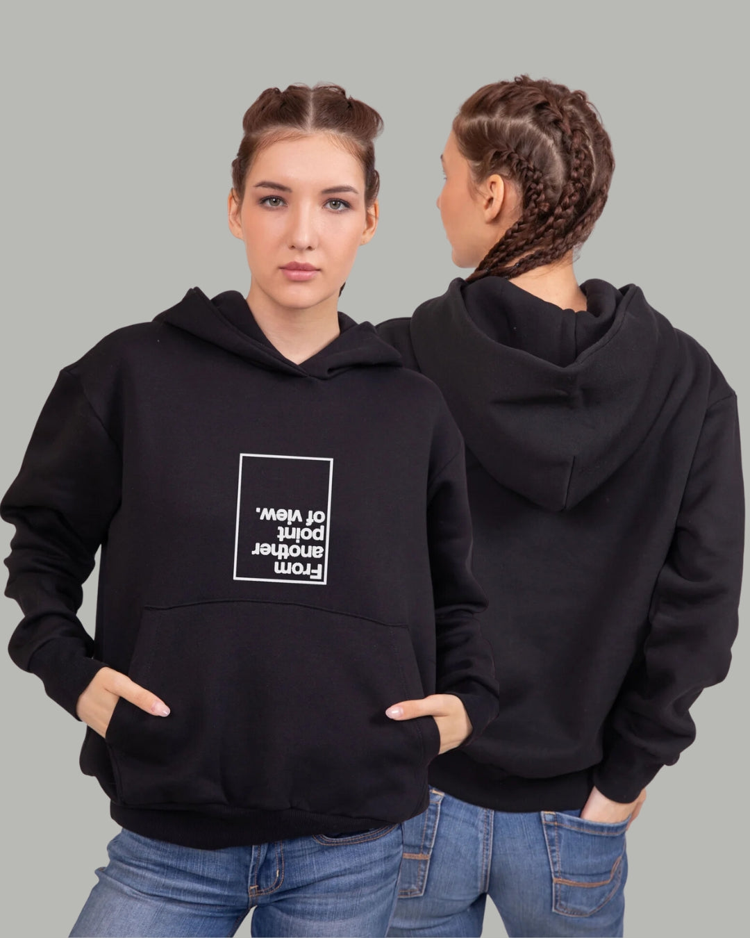 From another point of view Black - Printed Hoodie