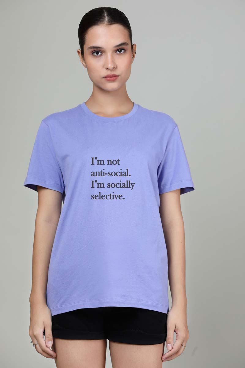 I am not anti social -  Printed Half sleeves T- Shirt