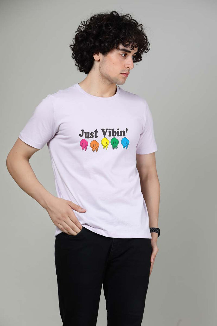 Just Vibin - Printed Half sleeves T- Shirt