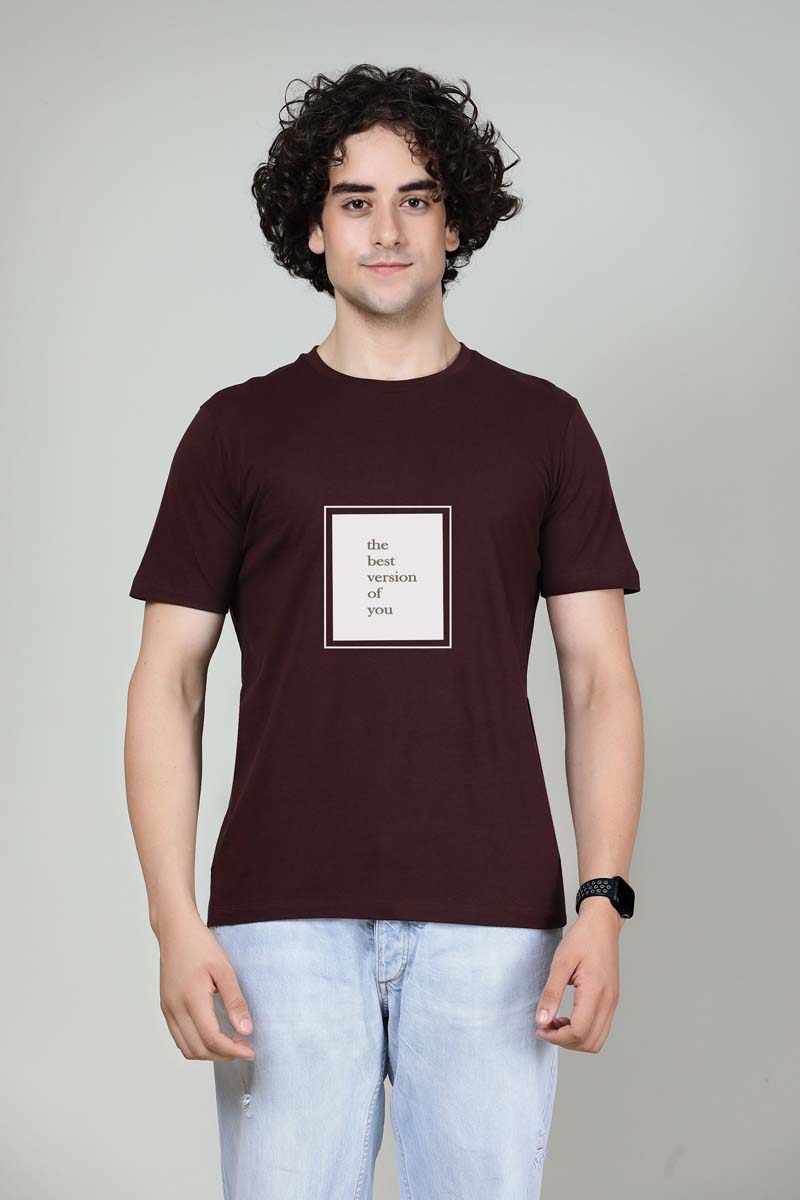 The best version of you Brown -  Printed Half sleeves T- Shirt