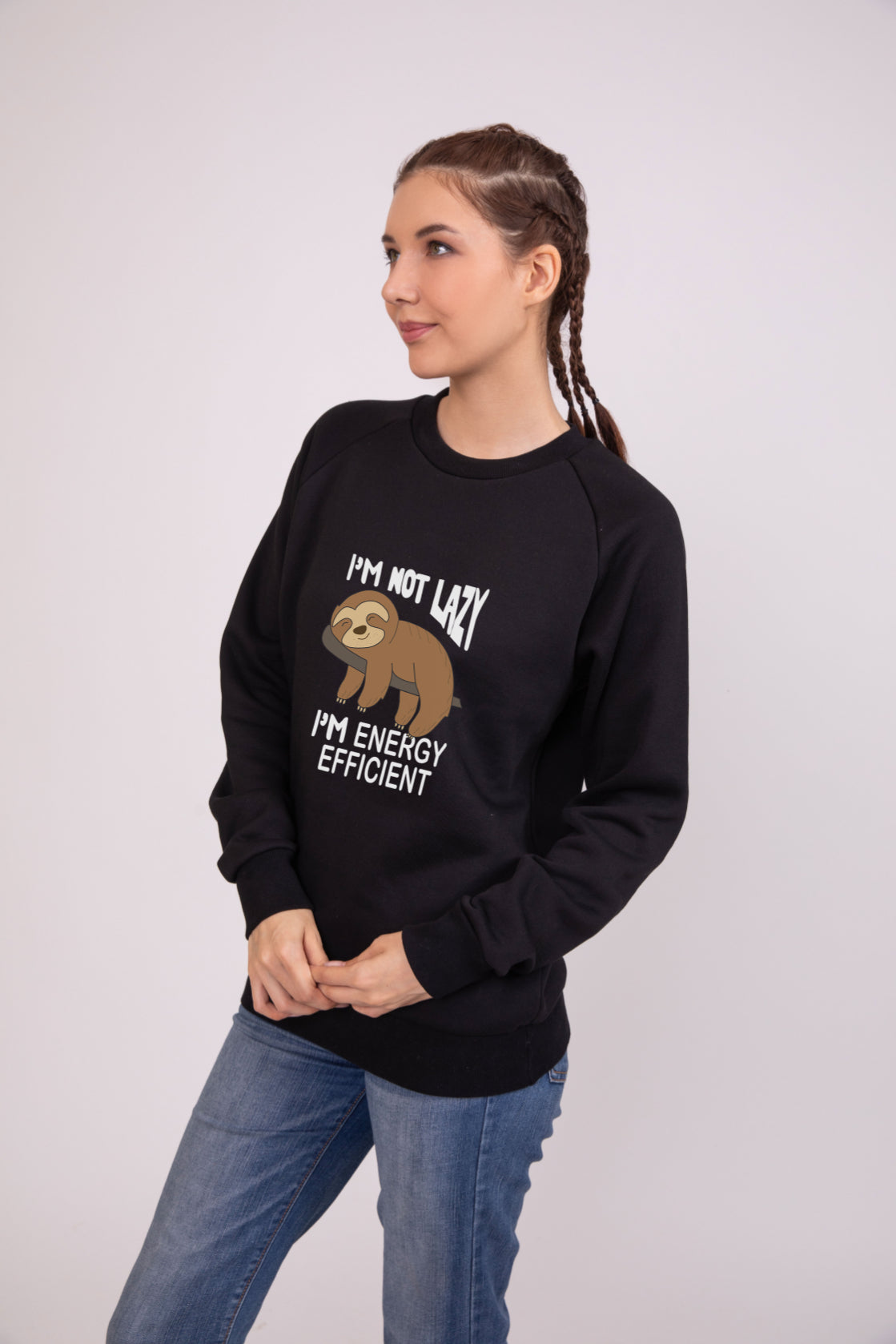 I am not lazy Black - Printed Sweatshirt