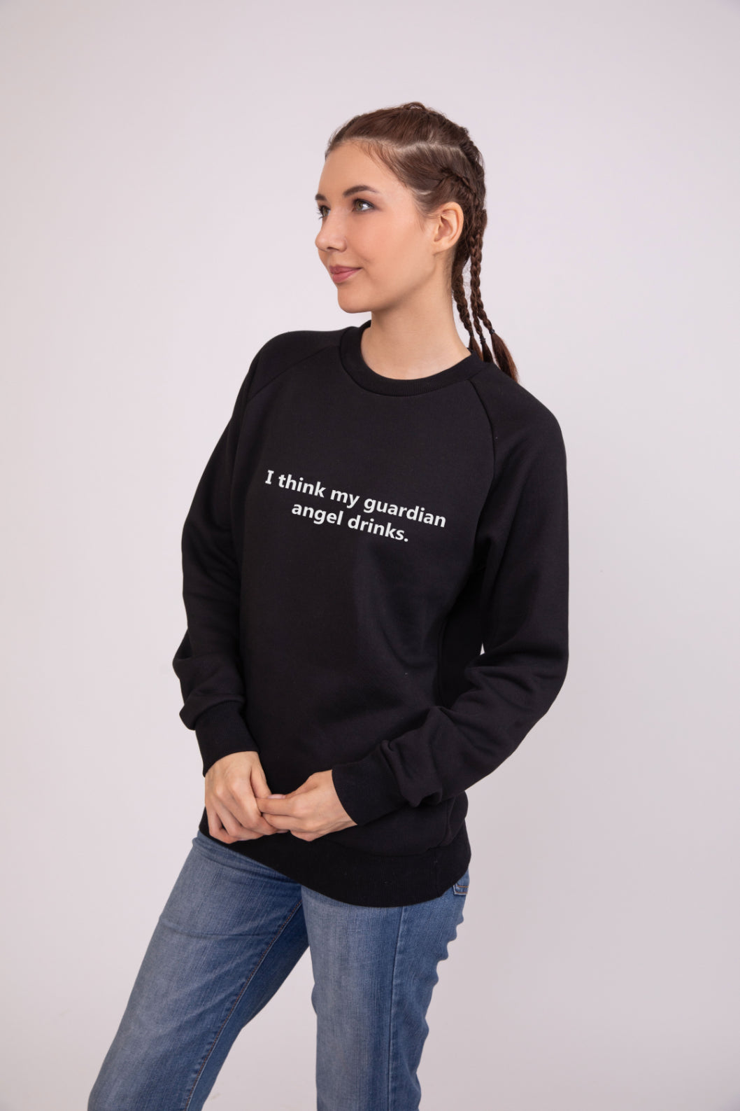 Guardian Angel Drinks Black - Printed Sweatshirt