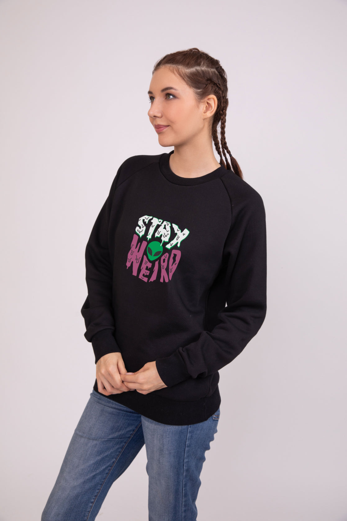 Stay Weird Black - Printed Sweatshirt