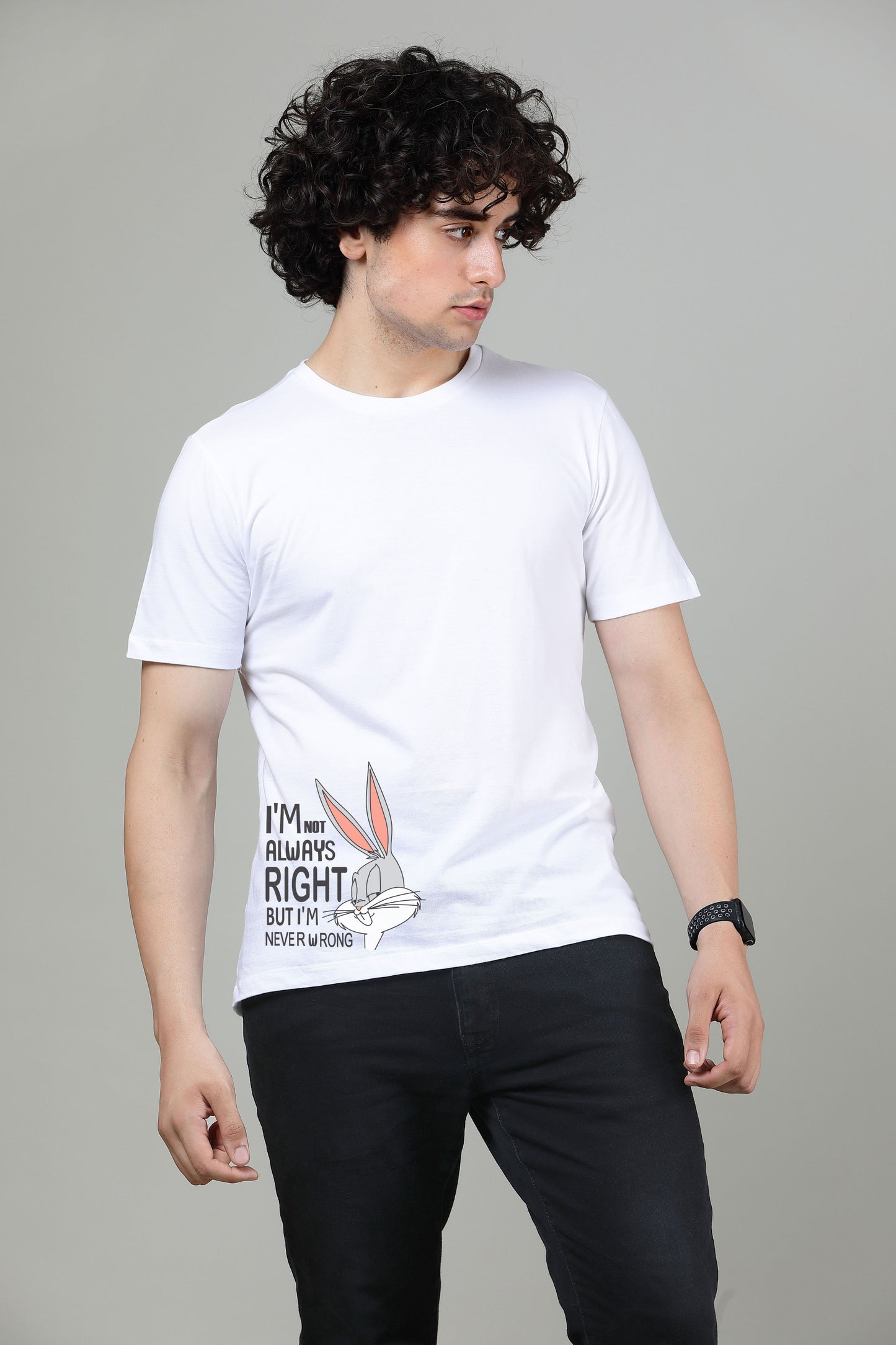 Not always Right Radiant White -  Printed Half sleeves T- Shirt