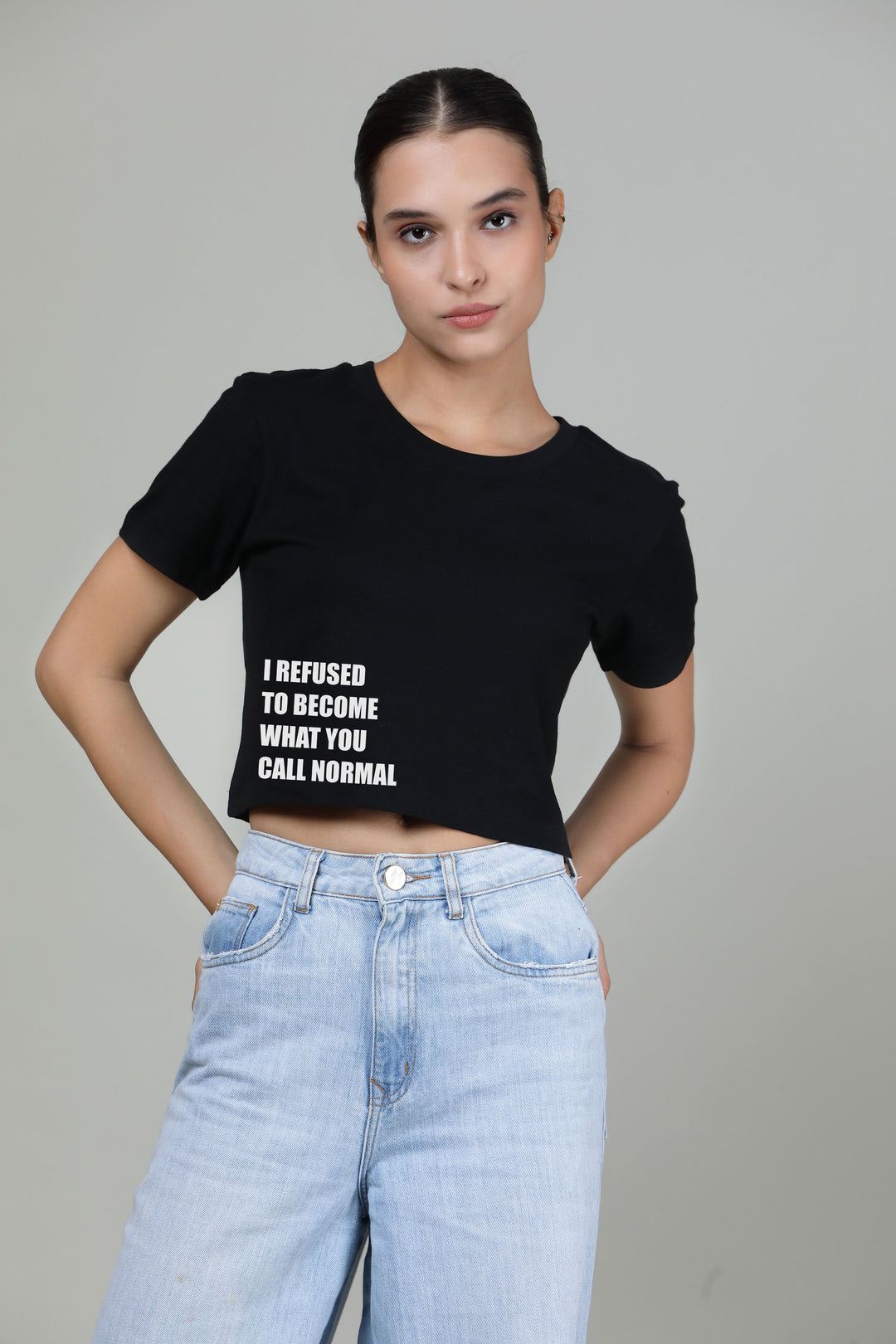 I refused to become-Printed Crop Top