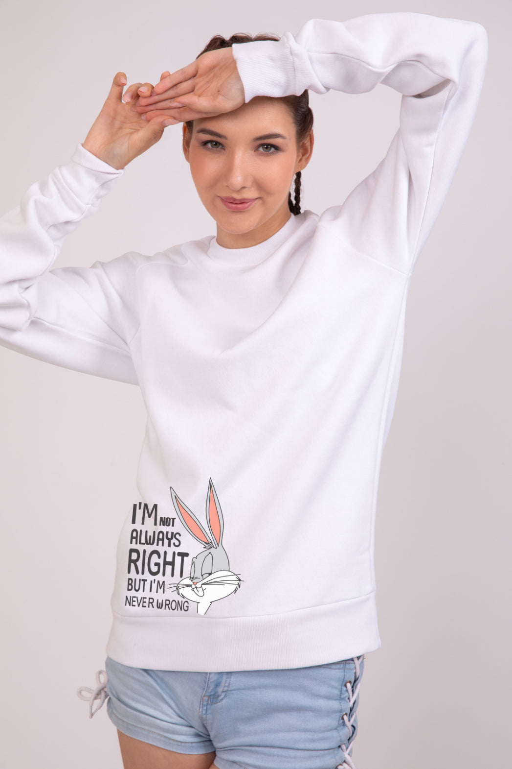 Not always Right Radiant White - Printed Sweatshirt