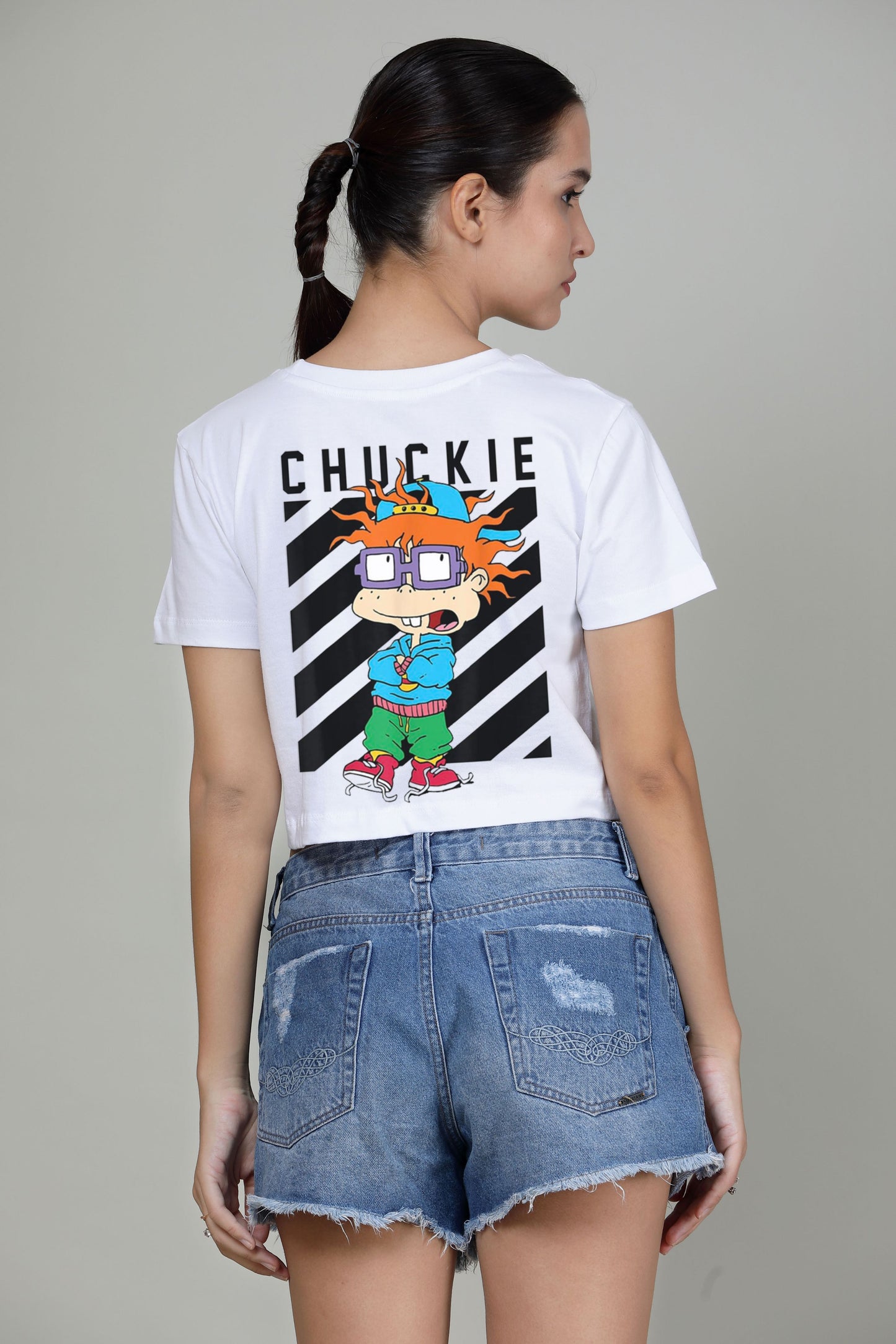 Chuckie Radiant White - Printed Crop Top