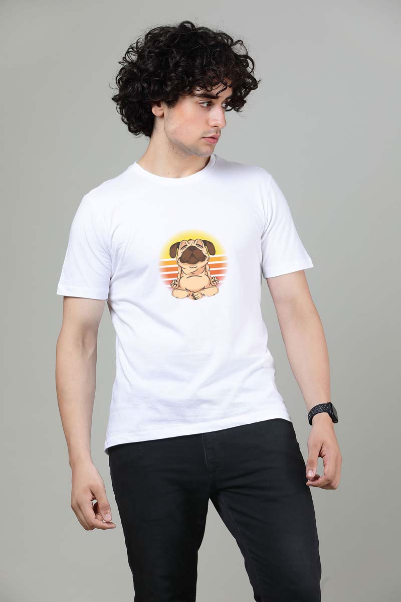 Meditating pug -  Printed Half sleeves T- Shirt