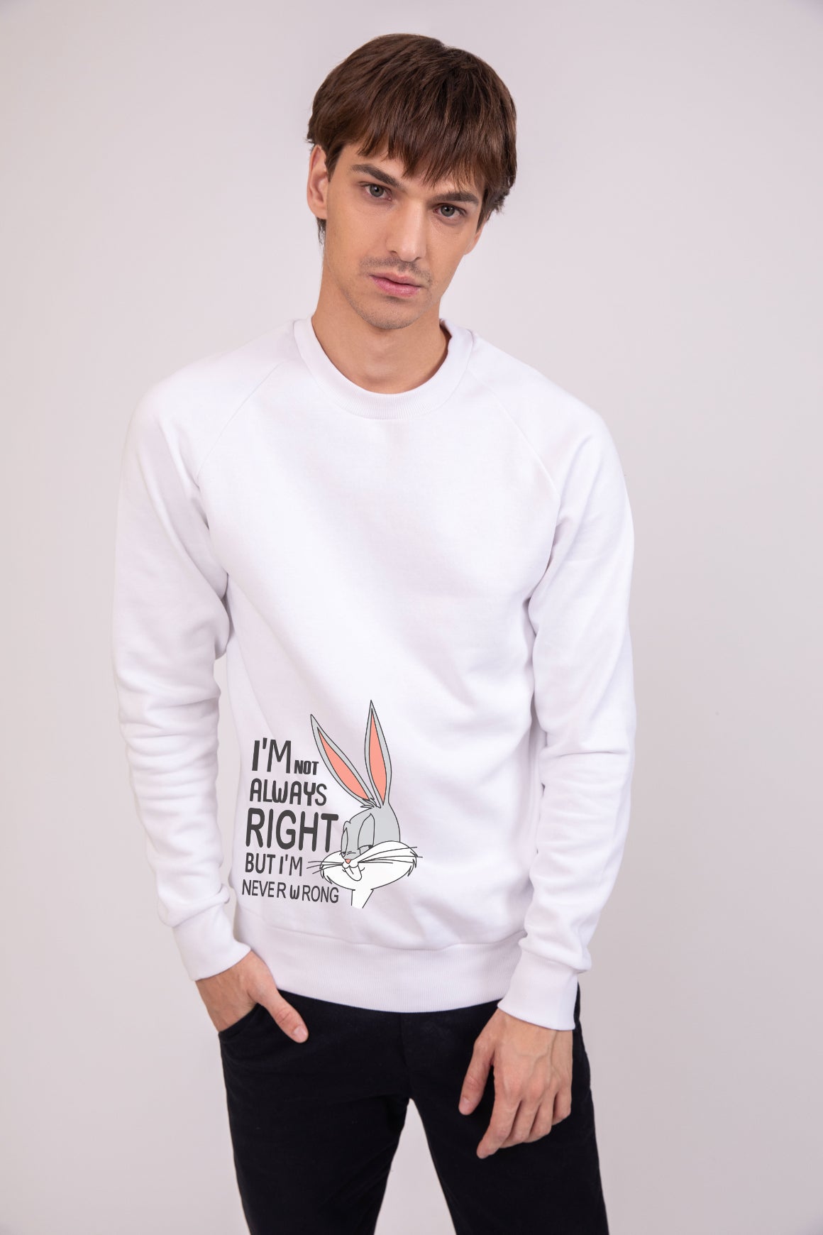 Not always Right Radiant White - Printed Sweatshirt