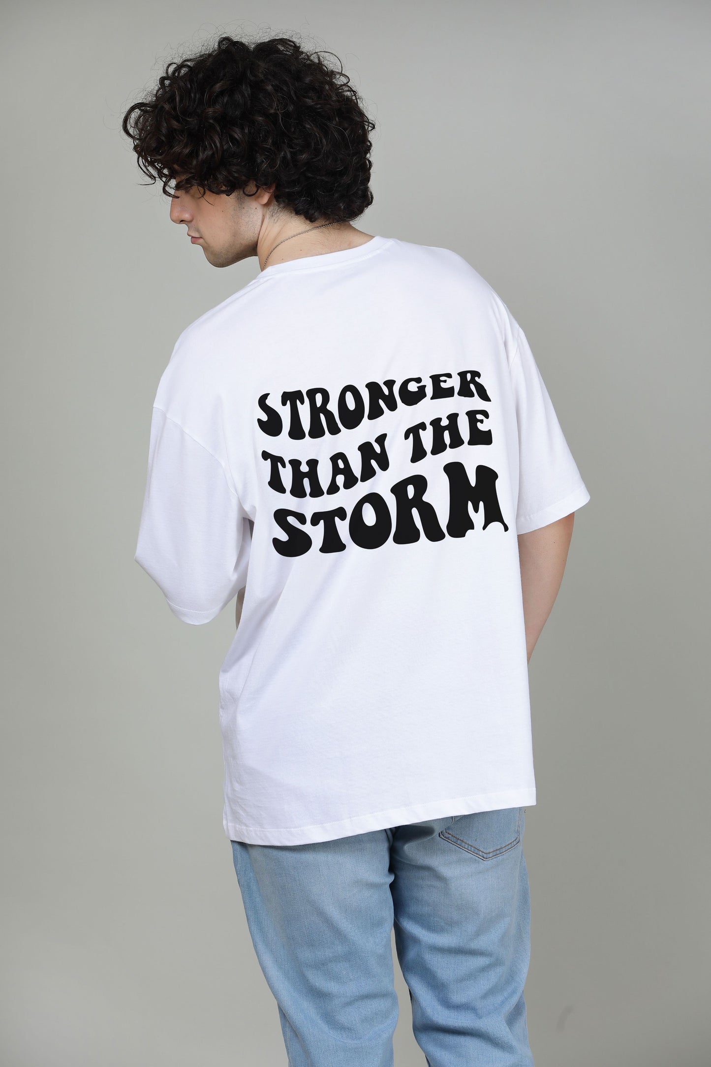 Stronger than the storm Radiant White - Printed Oversized Tees