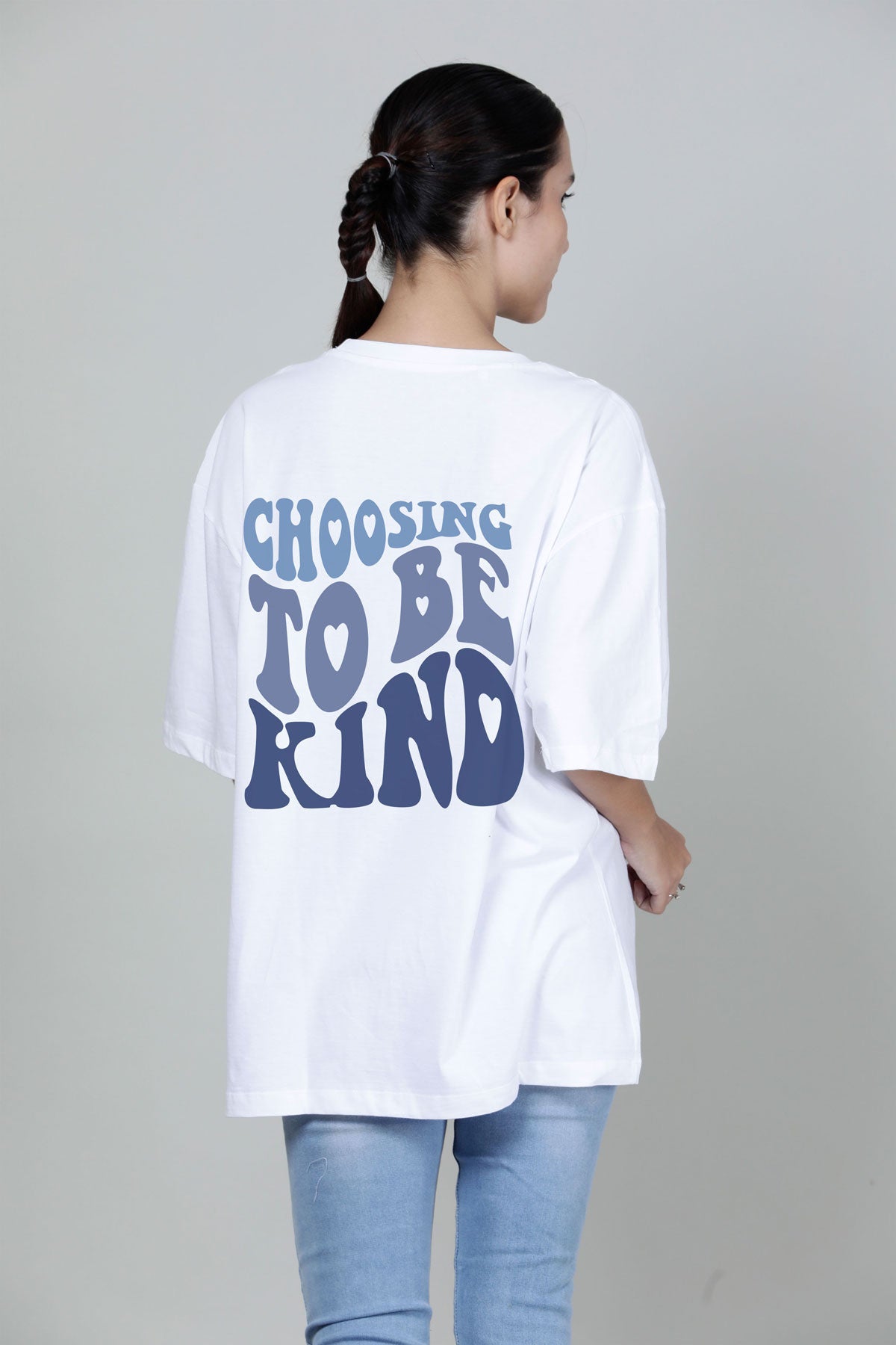 Choosing to be kind Radiant White - Printed Oversized Tees