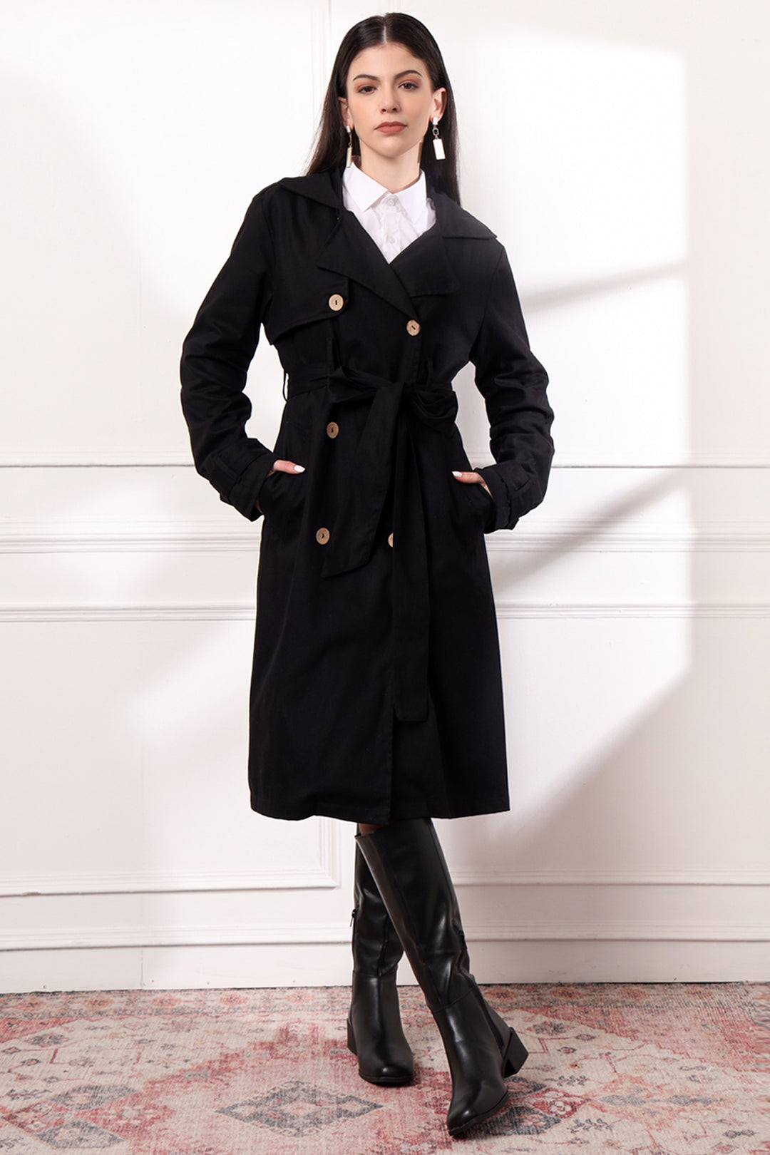 Phia Trench Coat: Black