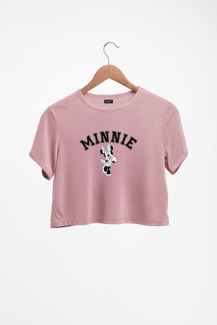 Minnie- printed Pastel pink Crop Top