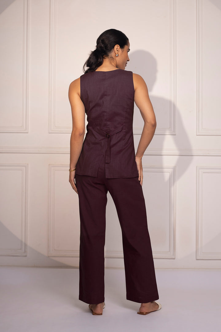 Emma Waistcoat Set: Burgandy