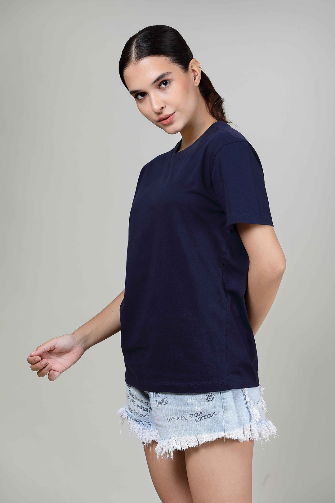 Navy - Womens Half sleeves T- Shirt