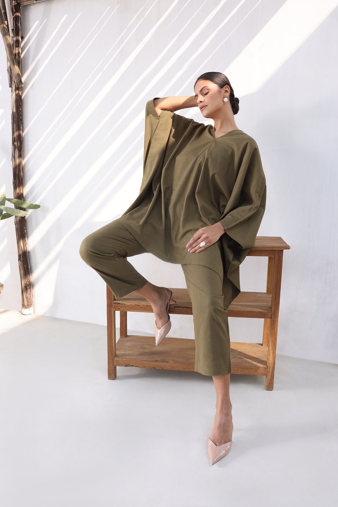 OISHI KAFTAAN SET- OLIVE