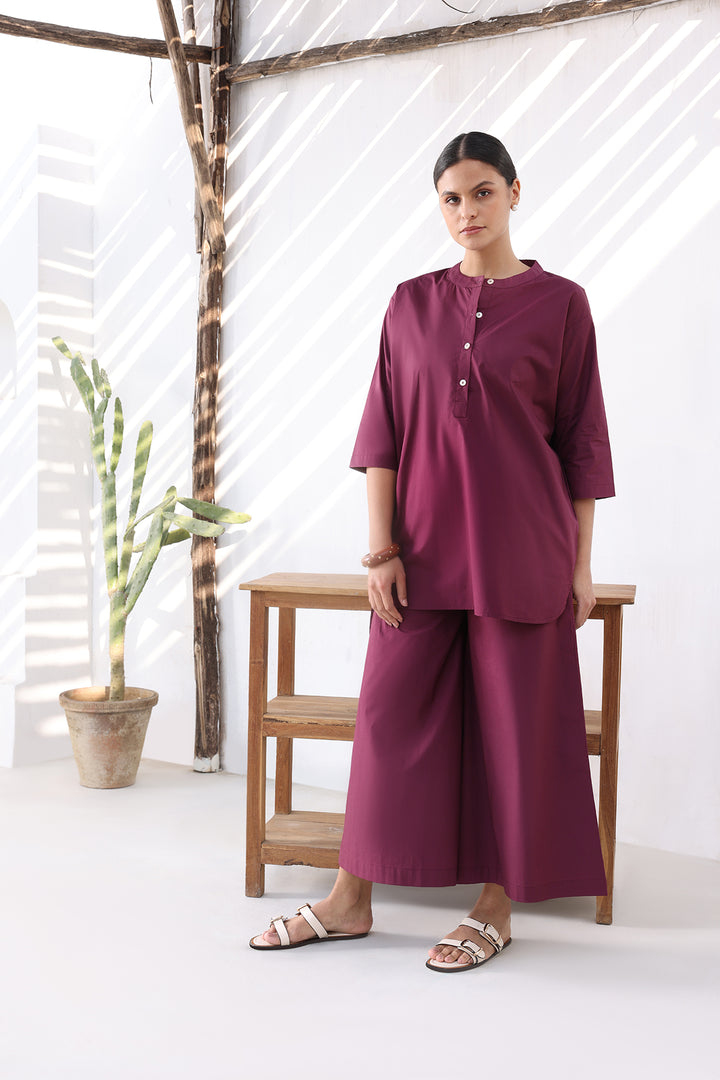 ZOE CO-ORD SET- BURGANDY