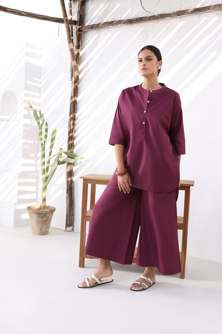 ZOE CO-ORD SET- BURGANDY