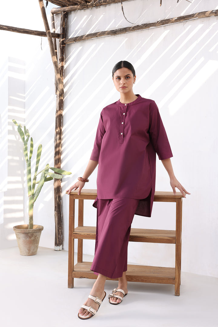 ZOE CO-ORD SET- BURGANDY