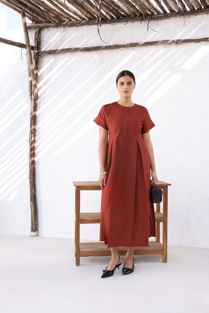 ELARA DRESS- RUST