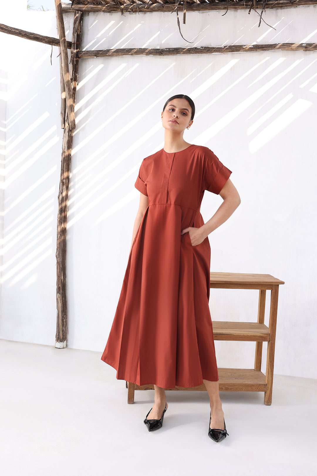 ELARA DRESS- RUST