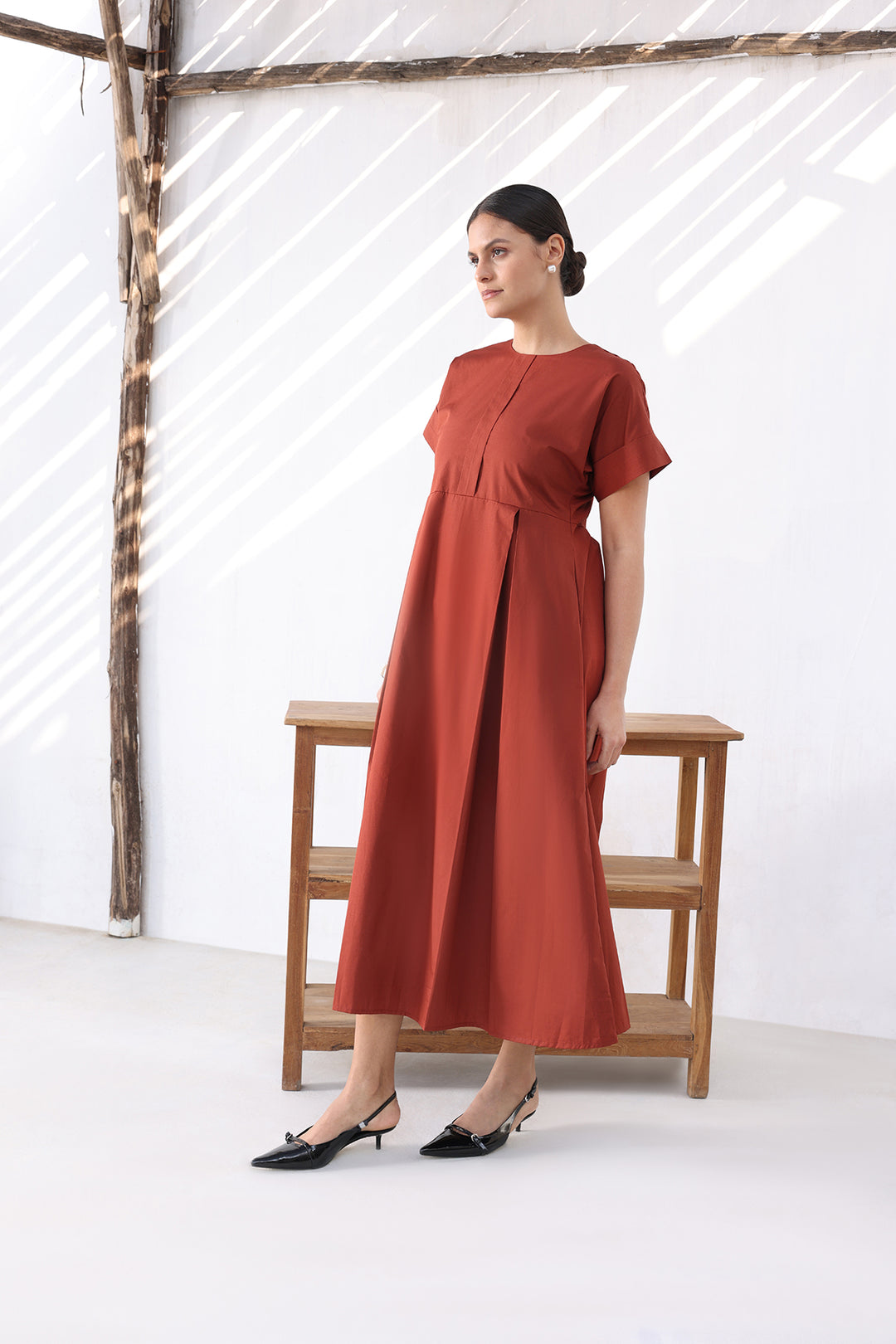 ELARA DRESS- RUST