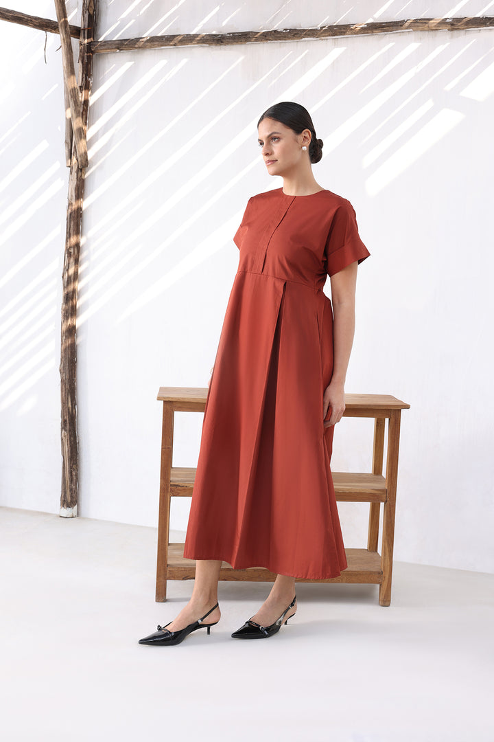 ELARA DRESS- RUST
