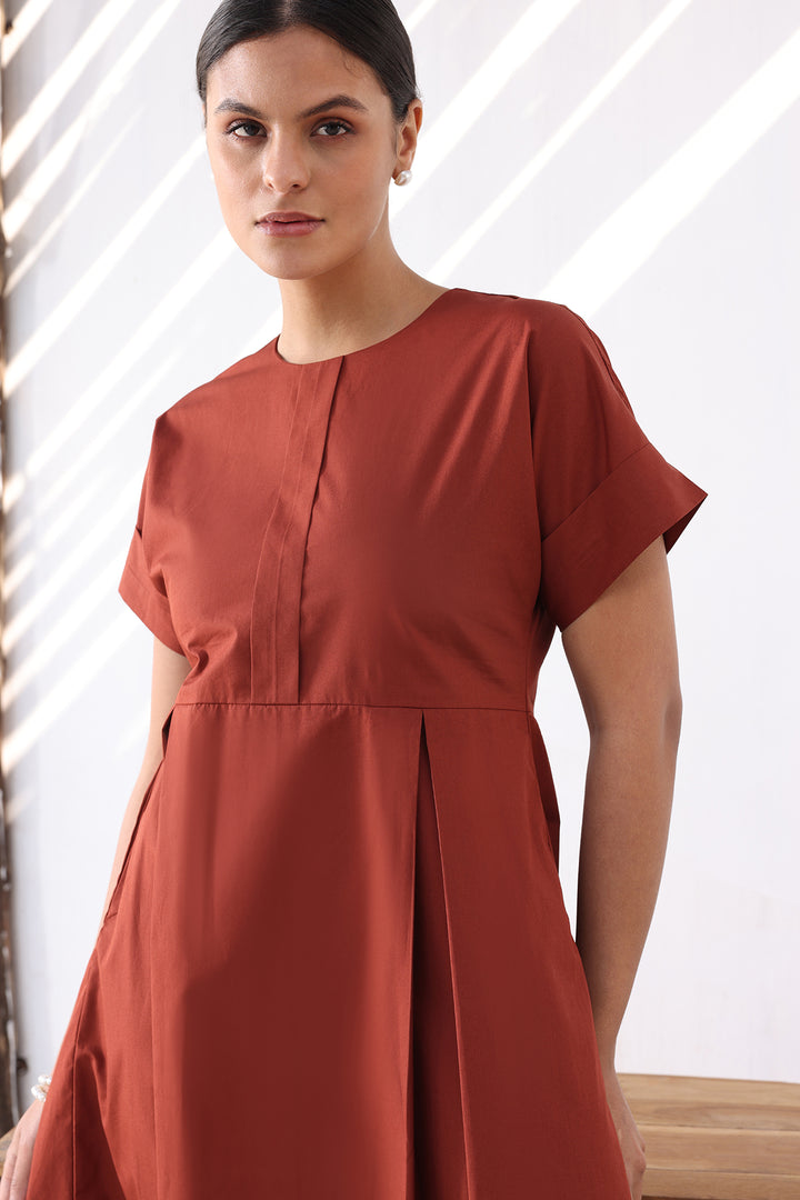 ELARA DRESS- RUST