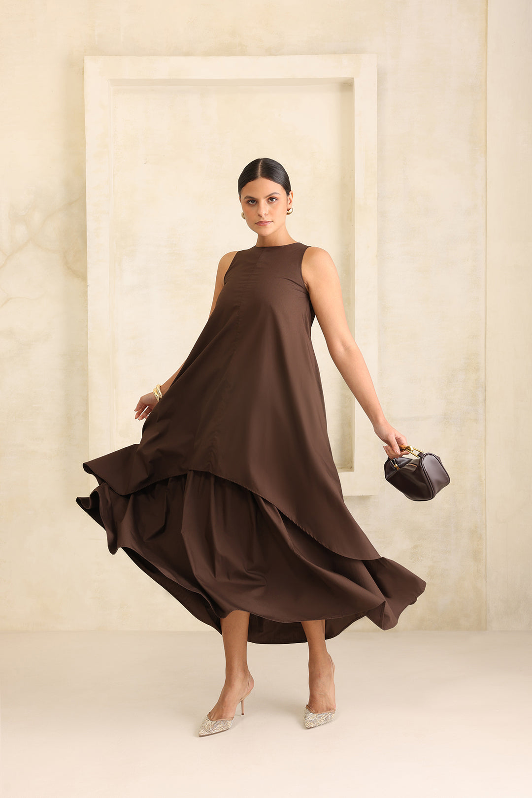 IRIS DOUBLE LAYERED DRESS- MOCHA MUSE